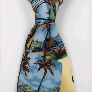 Tommy Bahama Necktie Tie Silk Tropical Palm Tree Hawaiian‎ Beach Vacation Travel